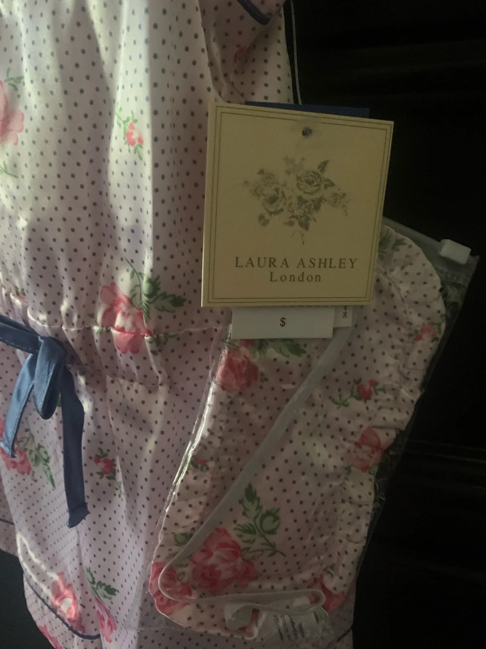 Laura Ashley Pink Floral Polka Dot Tie-Waist Romper